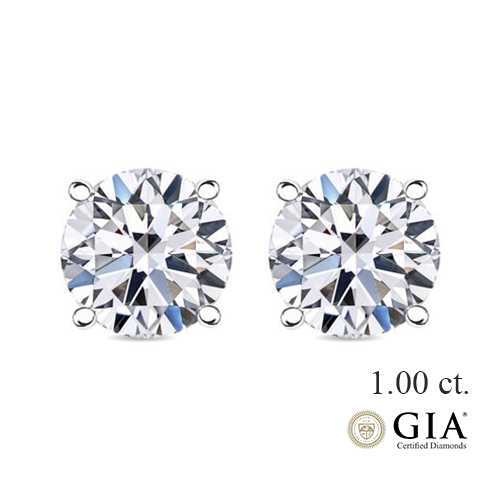 Золотые серьги с бриллиантами GIA 1.00 карат F/VS1 ''Sweet Heart''