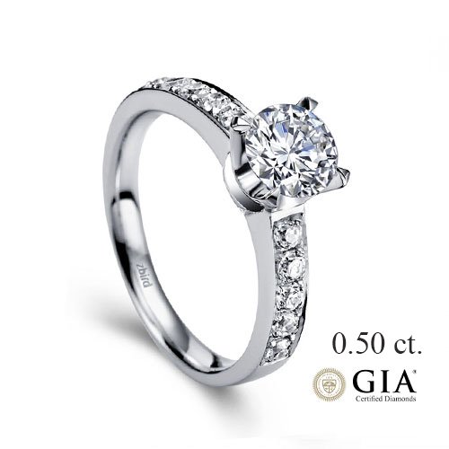 золотое кольцо с бриллиантом 0,50 сt. G/VS2 GIA